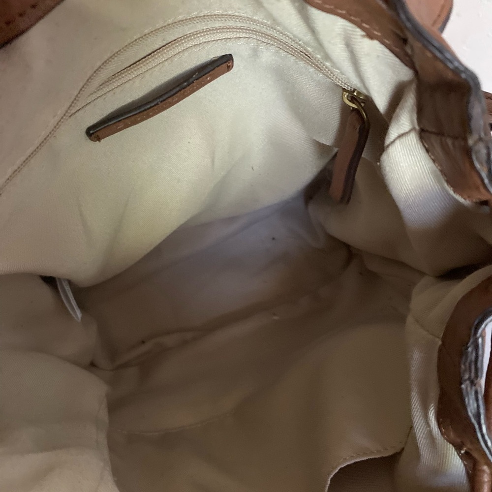 Lucky Brand Brown Leather Shoulder Bag with Gold Accents - Picture 5 of 7